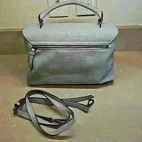 Simply Vera Vera Wang Faux Leather Baby Blue Satchel Crossbody with Poly Lining - Picture 4 of 8